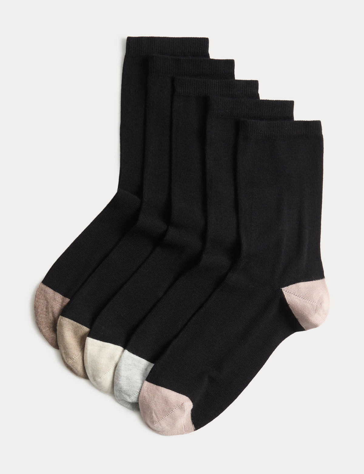 M&S Super Soft colour block ankle high socks 5-pack - British product