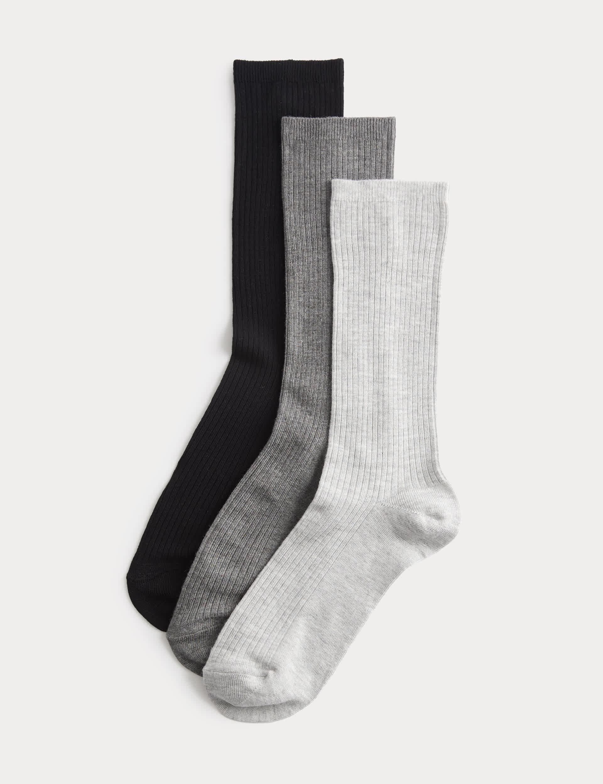 M&S 3 pack supersoft ribbed crew socks - British product