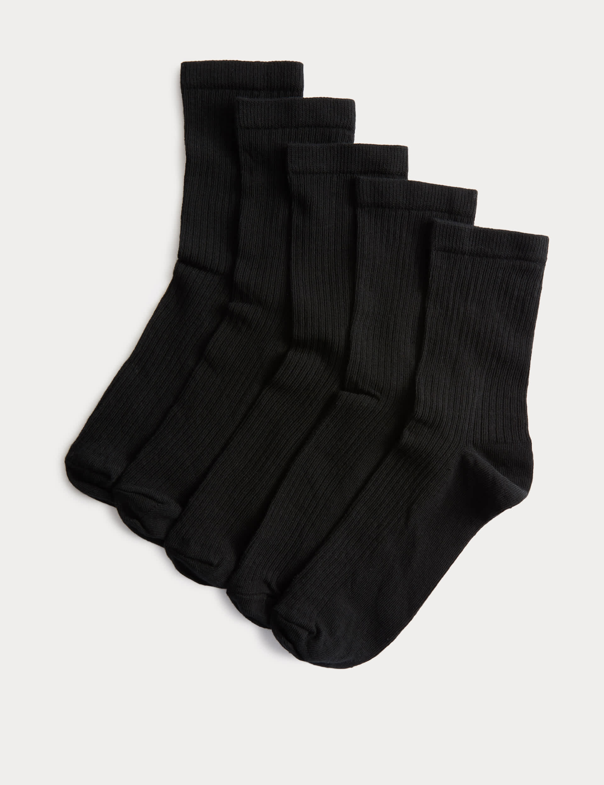 M&S 5pk cotton rich ribbed ankle high socks, imported from the UK