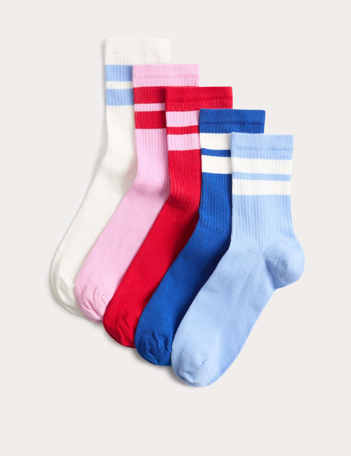 M&S cotton rich striped crew socks 5 pack, UK version