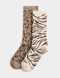 M&S animal print crew socks 2 pack - British product