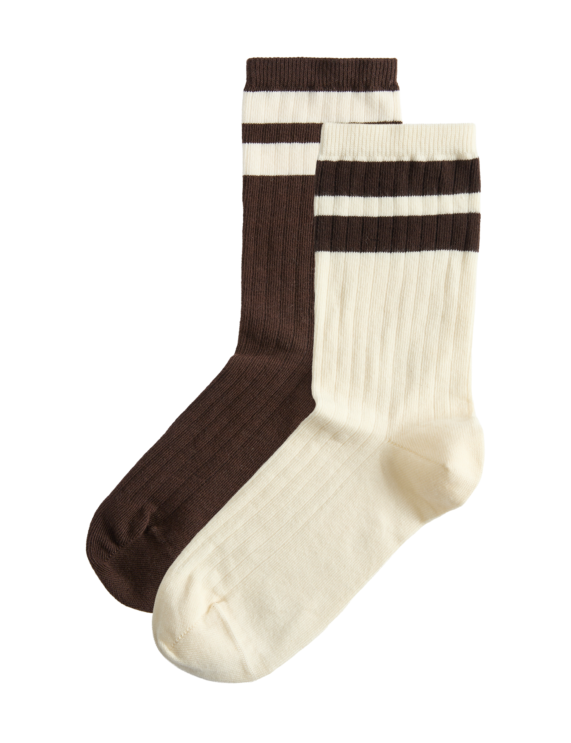 M&S cotton rich ribbed crew socks 2 pack (British brand)