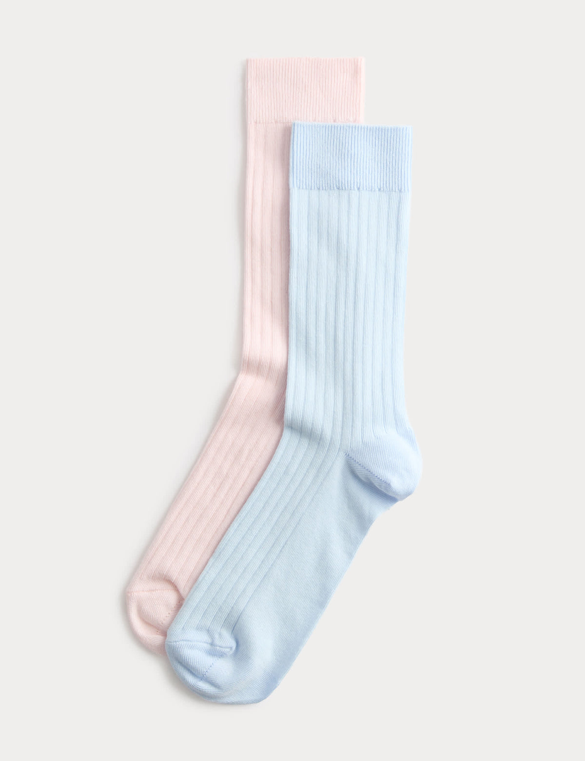 M&S cotton rich ribbed crew socks 2 pack (British brand)