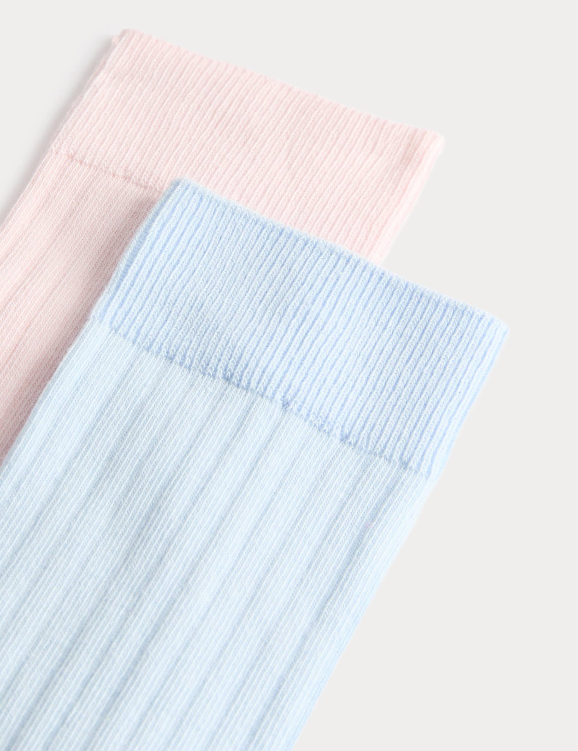 M&S cotton rich ribbed crew socks 2 pack (British brand)