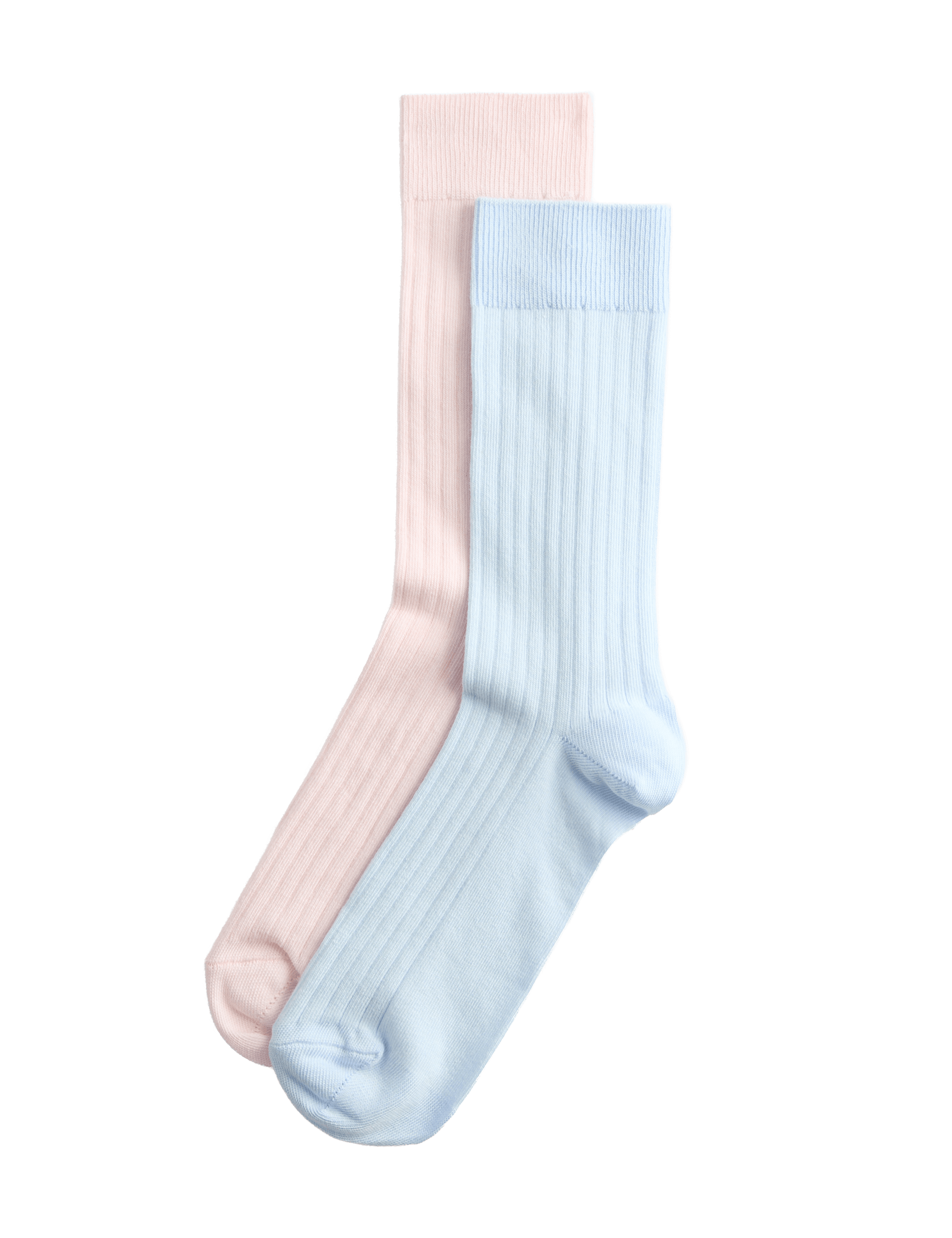 M&S cotton rich ribbed crew socks 2 pack (British brand)