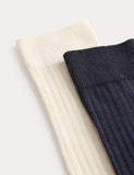 M&S cotton rich ribbed crew socks 2 pack (British brand)
