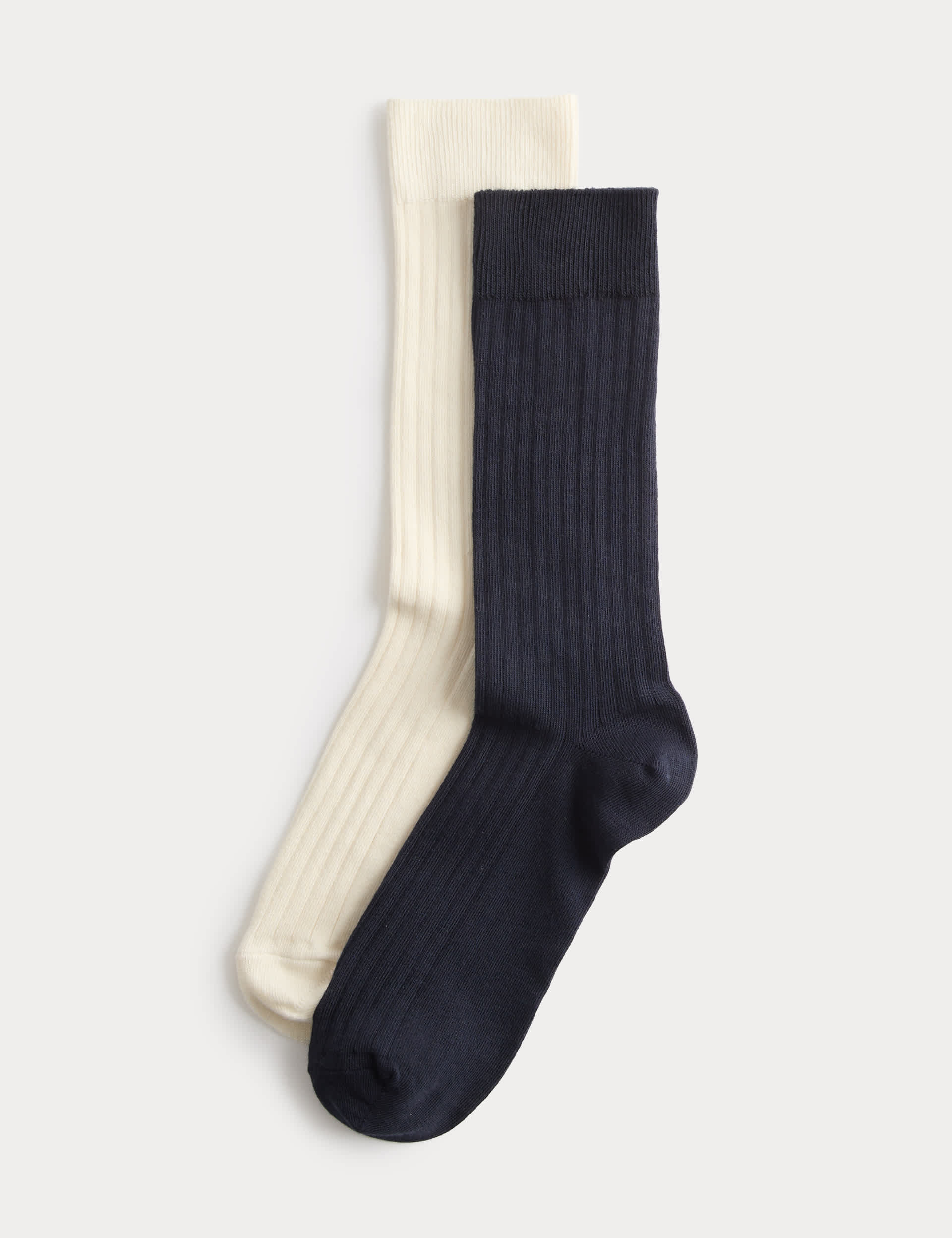 M&S cotton rich ribbed crew socks 2 pack (British brand)