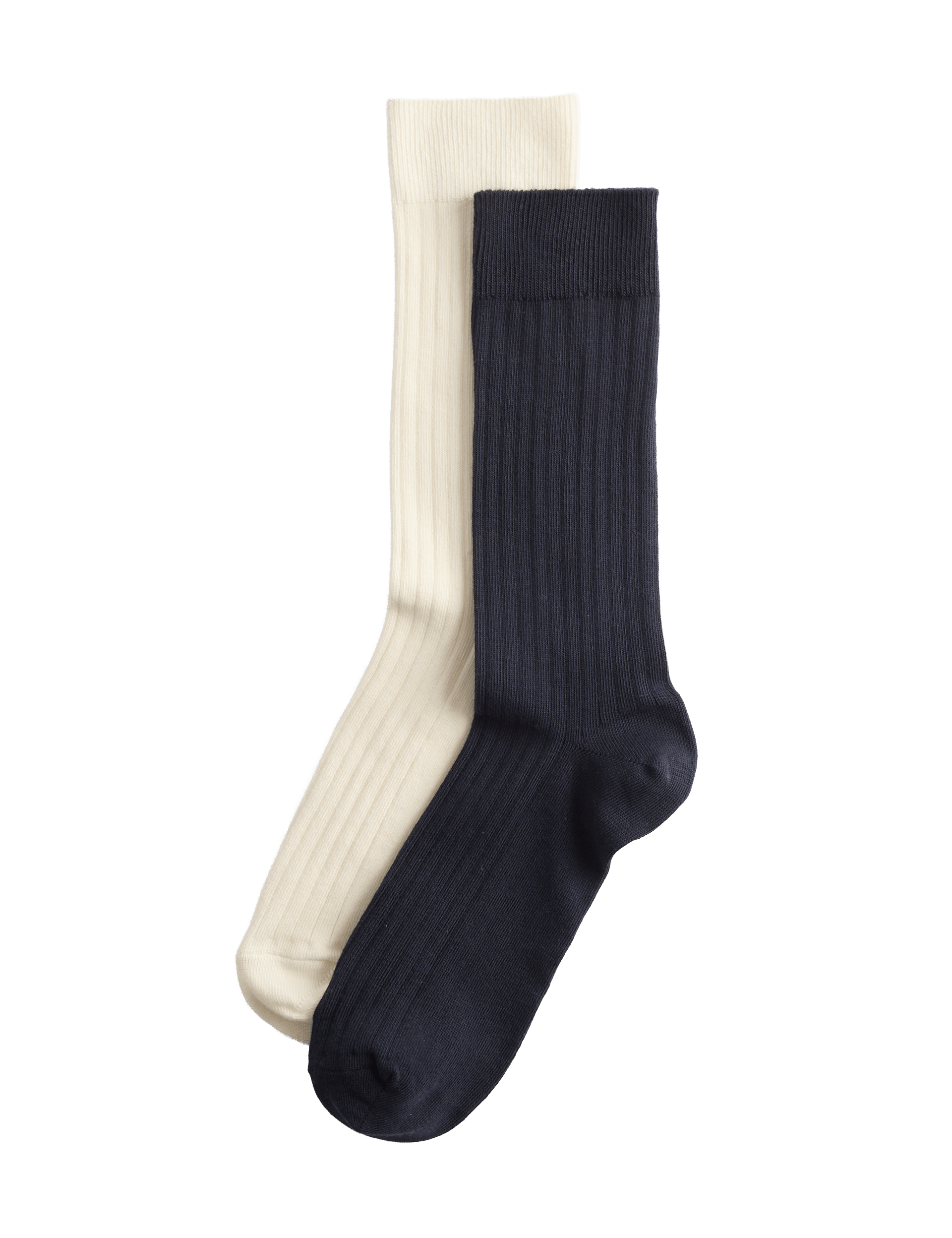 M&S cotton rich ribbed crew socks 2 pack (British brand)