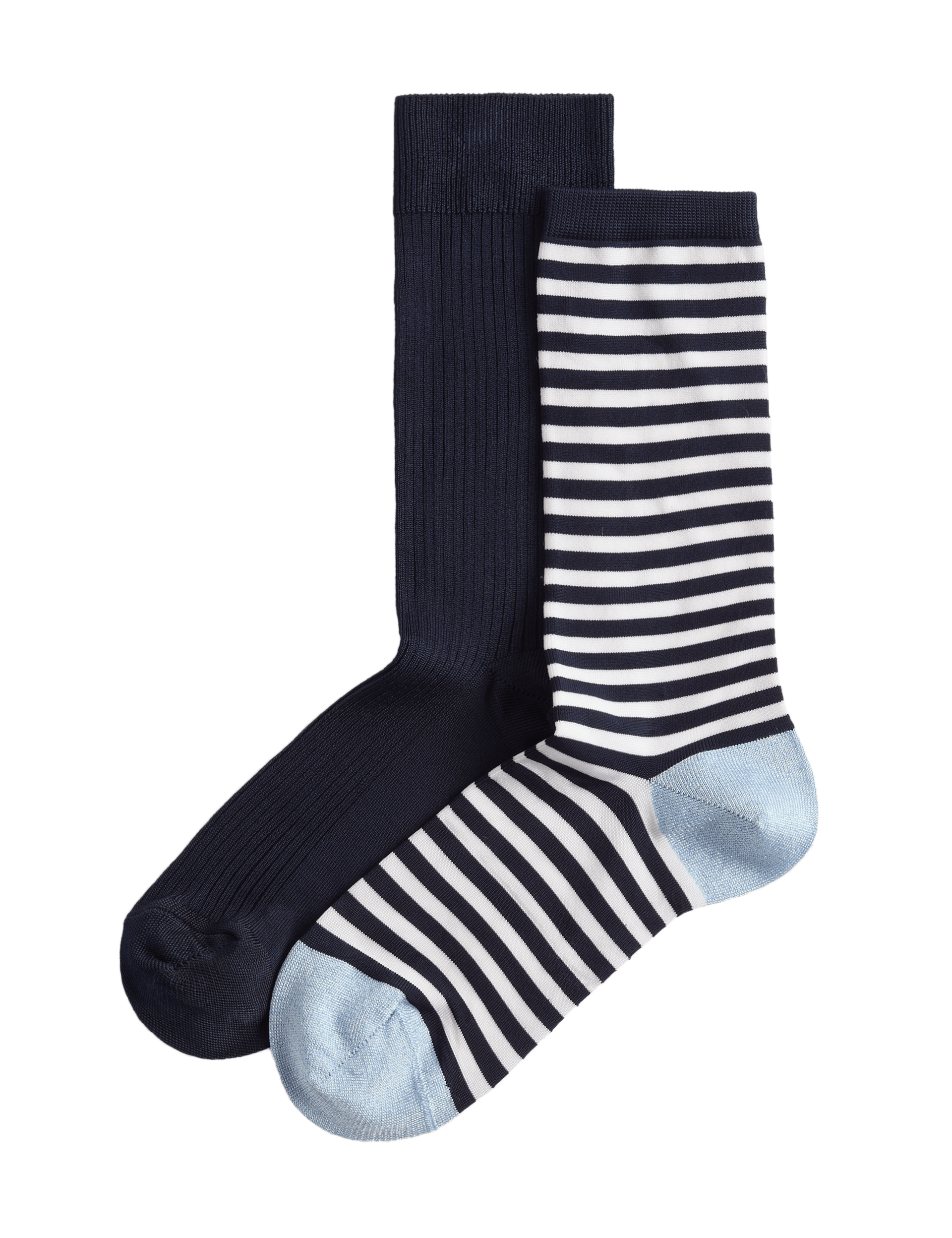M&S rayon striped crew socks 2 pack (British brand)