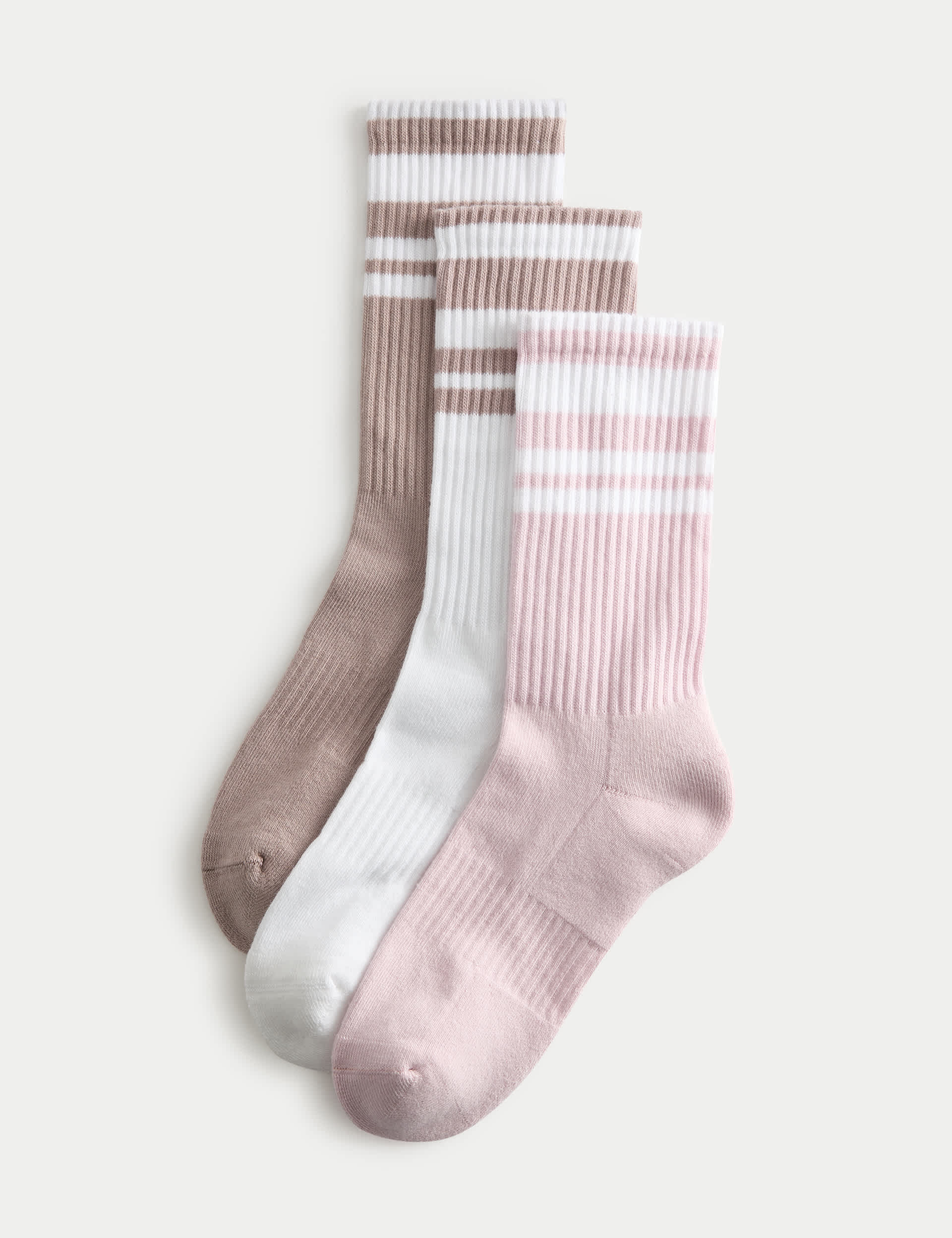 Goodmove cotton rich striped crew socks 3 pack - British product