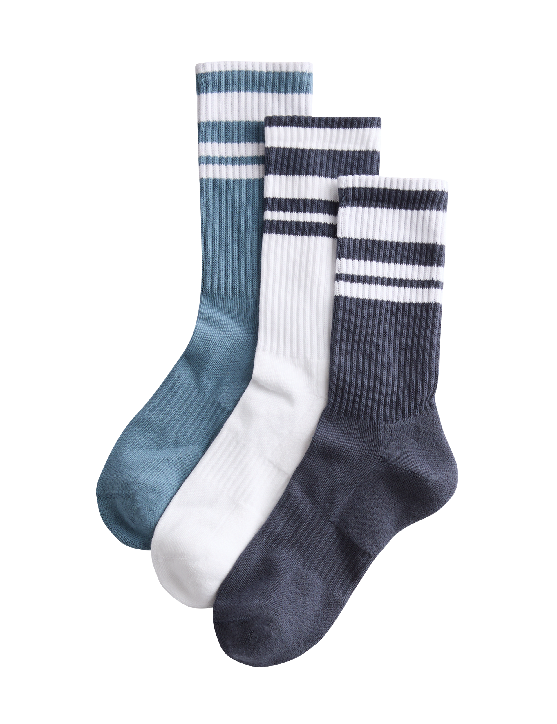 Goodmove 3 Pack Cotton Rich Striped Crew Socks