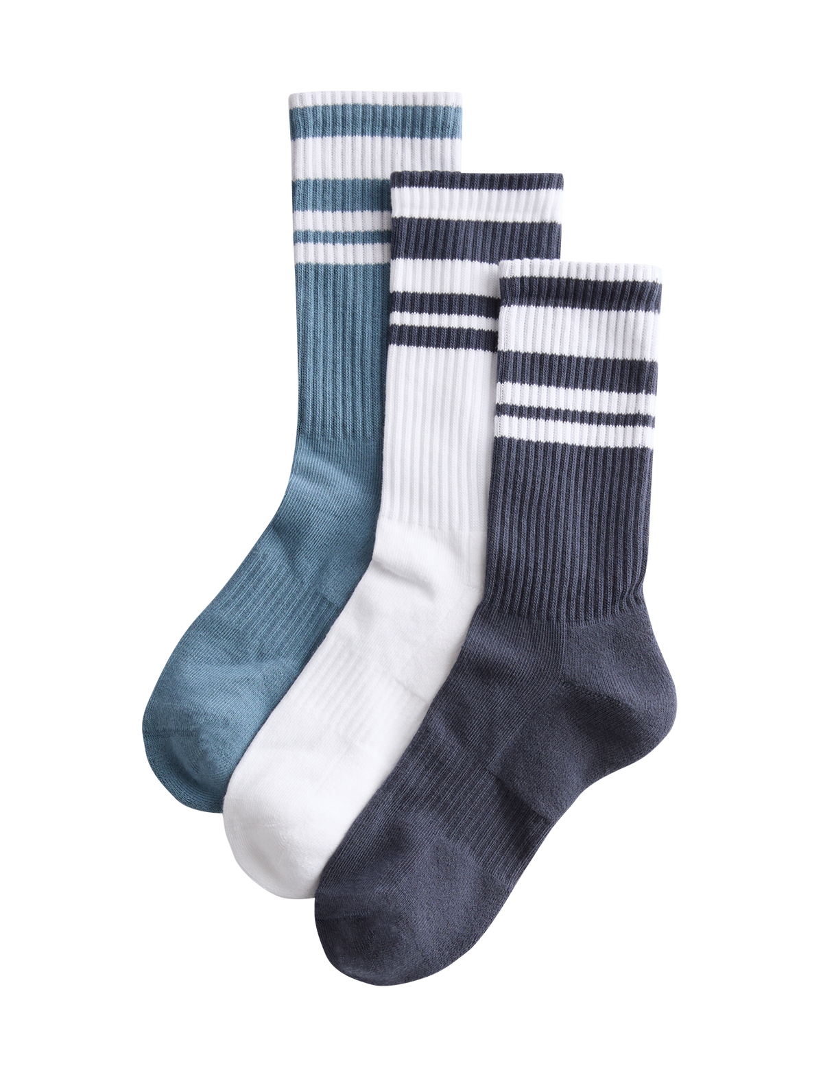 Goodmove 3 Pack Cotton Rich Striped Crew Socks