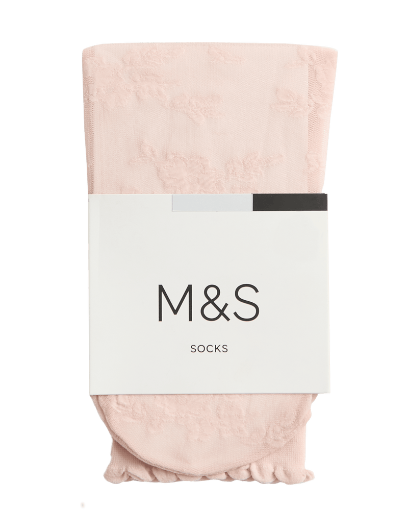 M&S Floral Lace Ankle High Socks