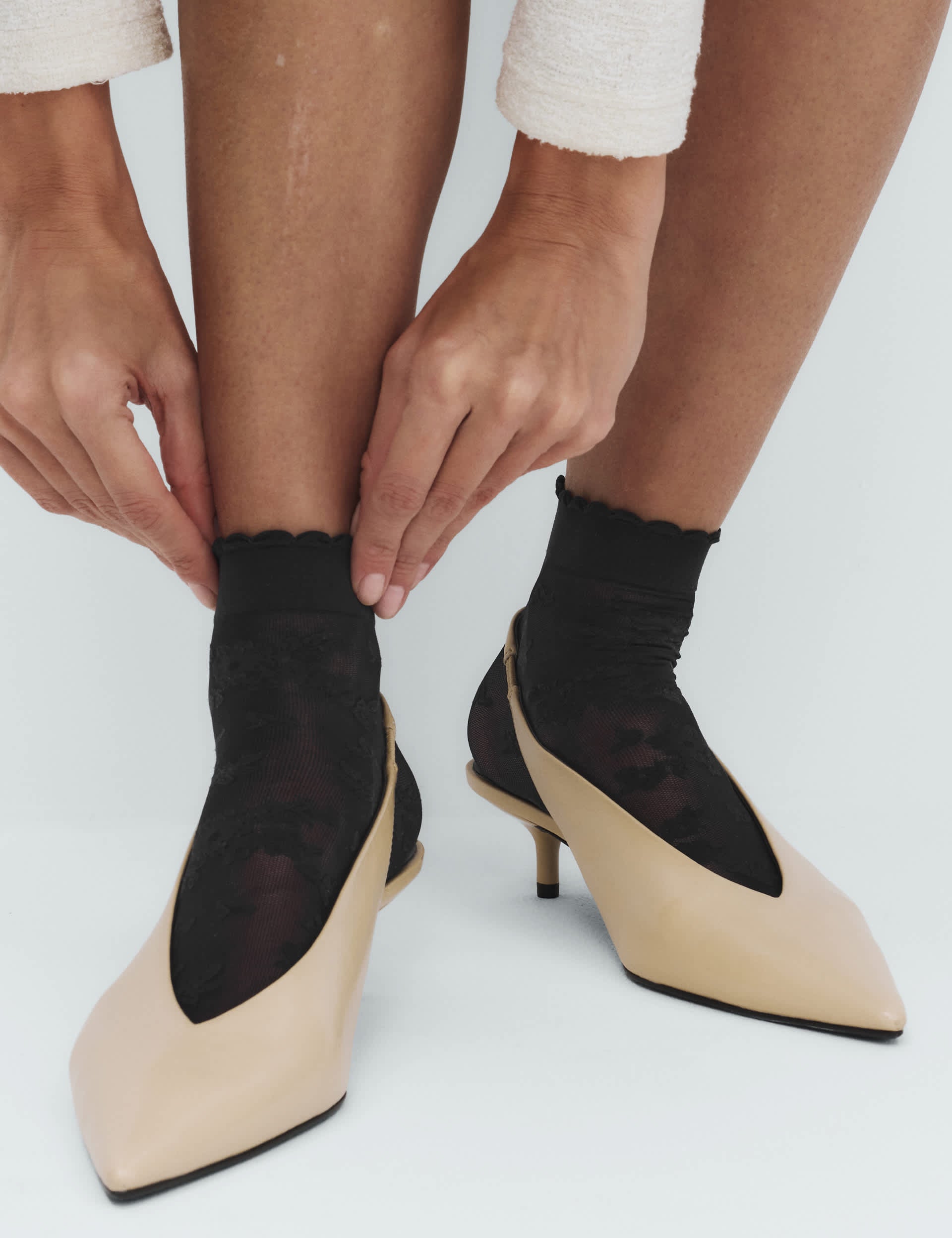 M&S Collection floral lace ankle socks - British product
