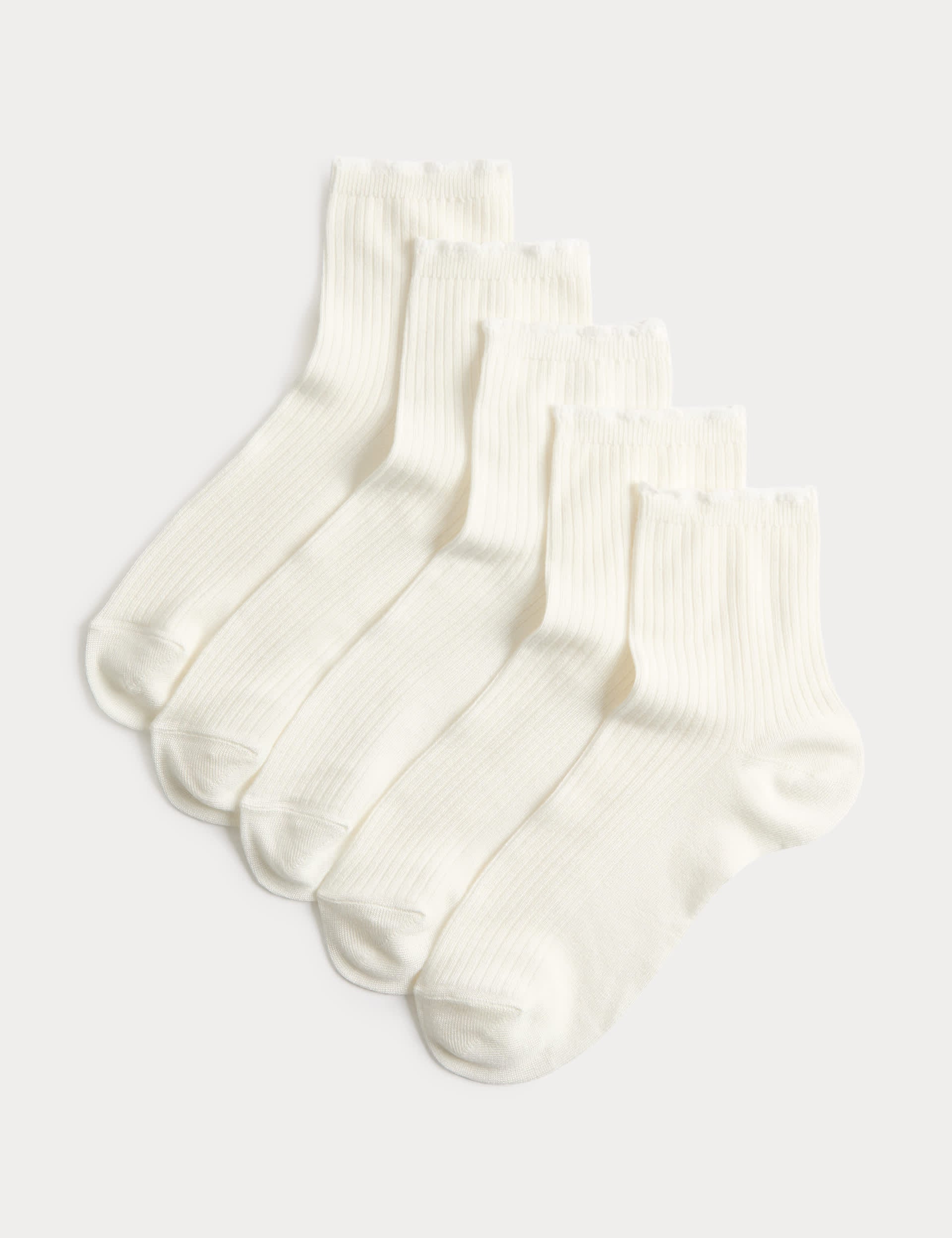 M&S Collection 5 Pack Supersoft Ribbed Quarter Socks