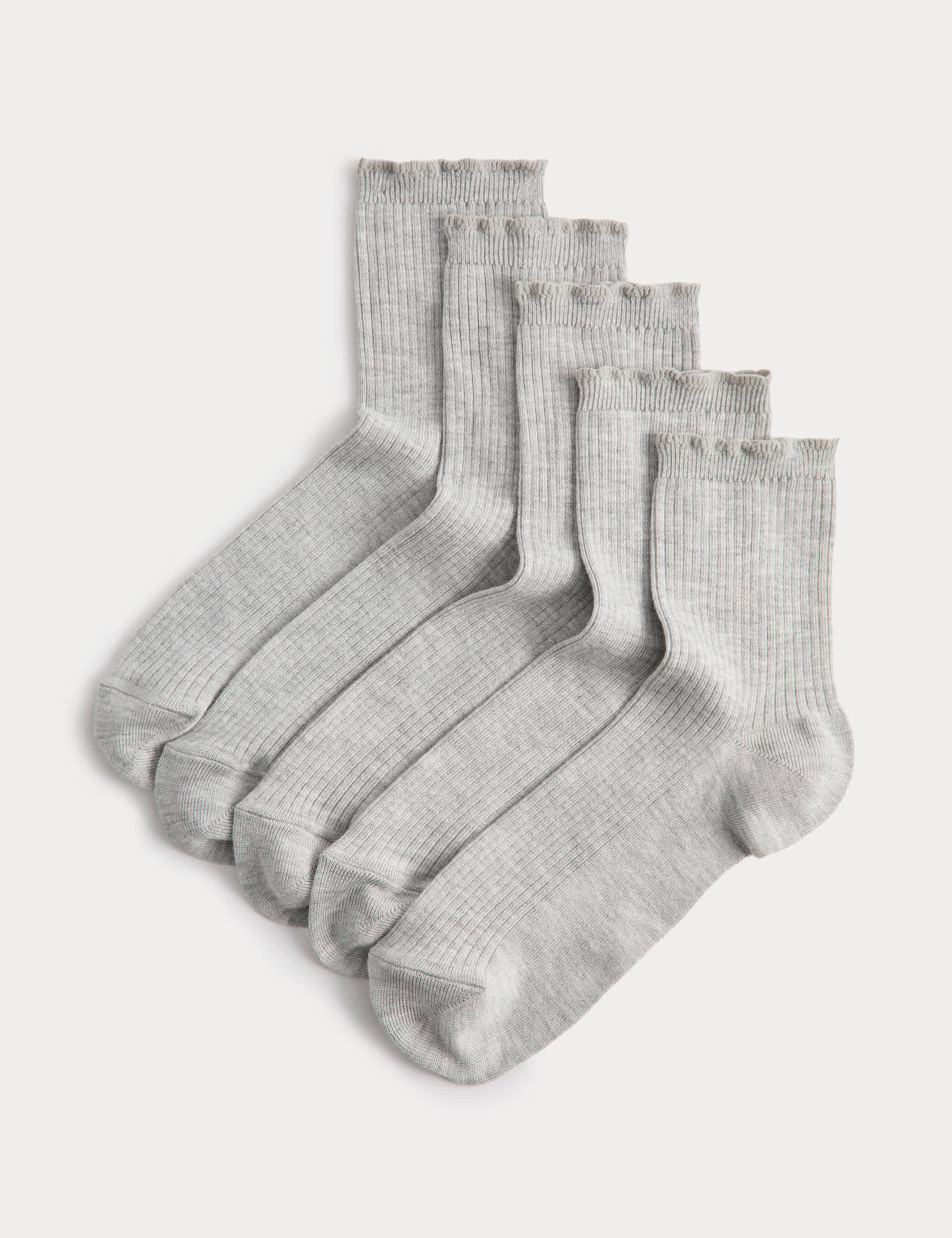 M&S Collection 5 Pack Supersoft Ribbed Quarter Socks