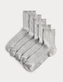 M&S Collection 5 Pack Supersoft Ribbed Quarter Socks