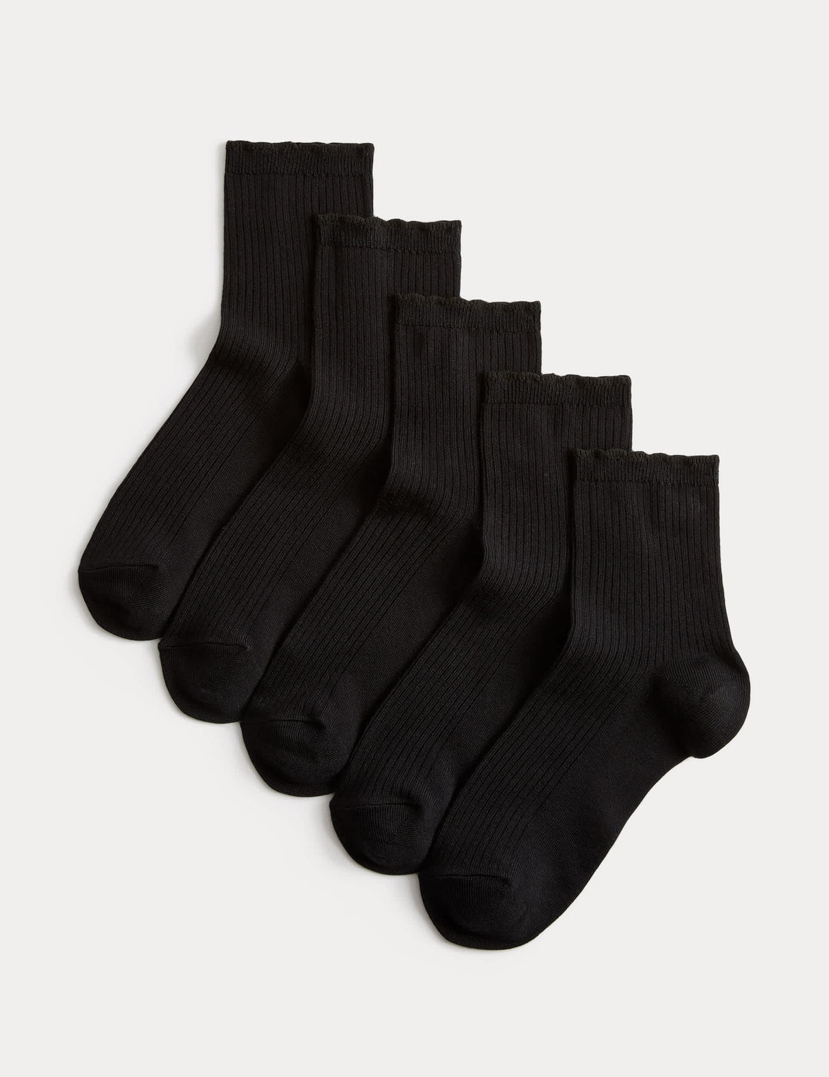 M&S Collection 5 Pack Supersoft Ribbed Quarter Socks