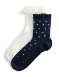 M&S floral ribbed ruffle quarter socks 2 pack (British brand)