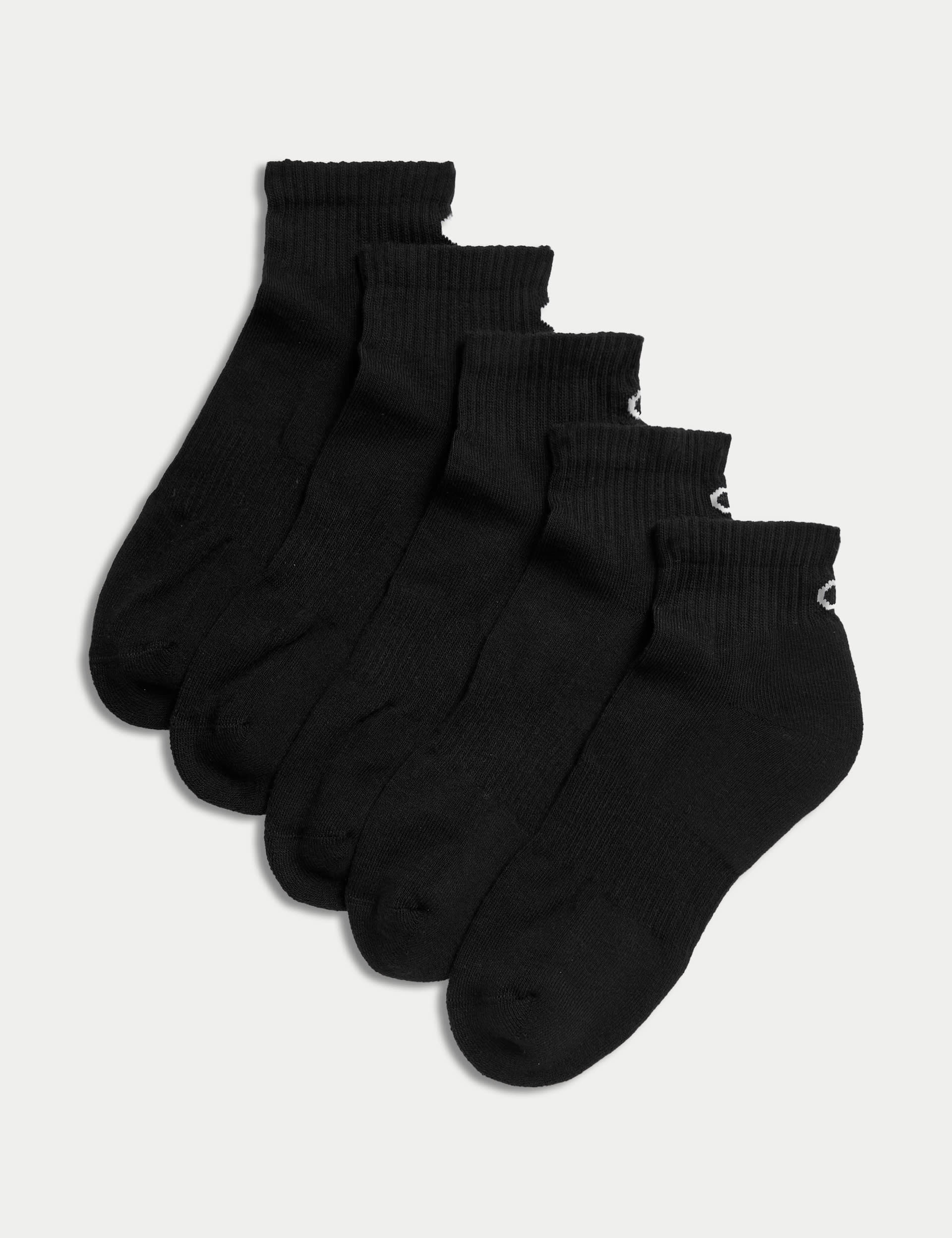 Cotton rich cushioned anklets 5-pack, imported from the UK