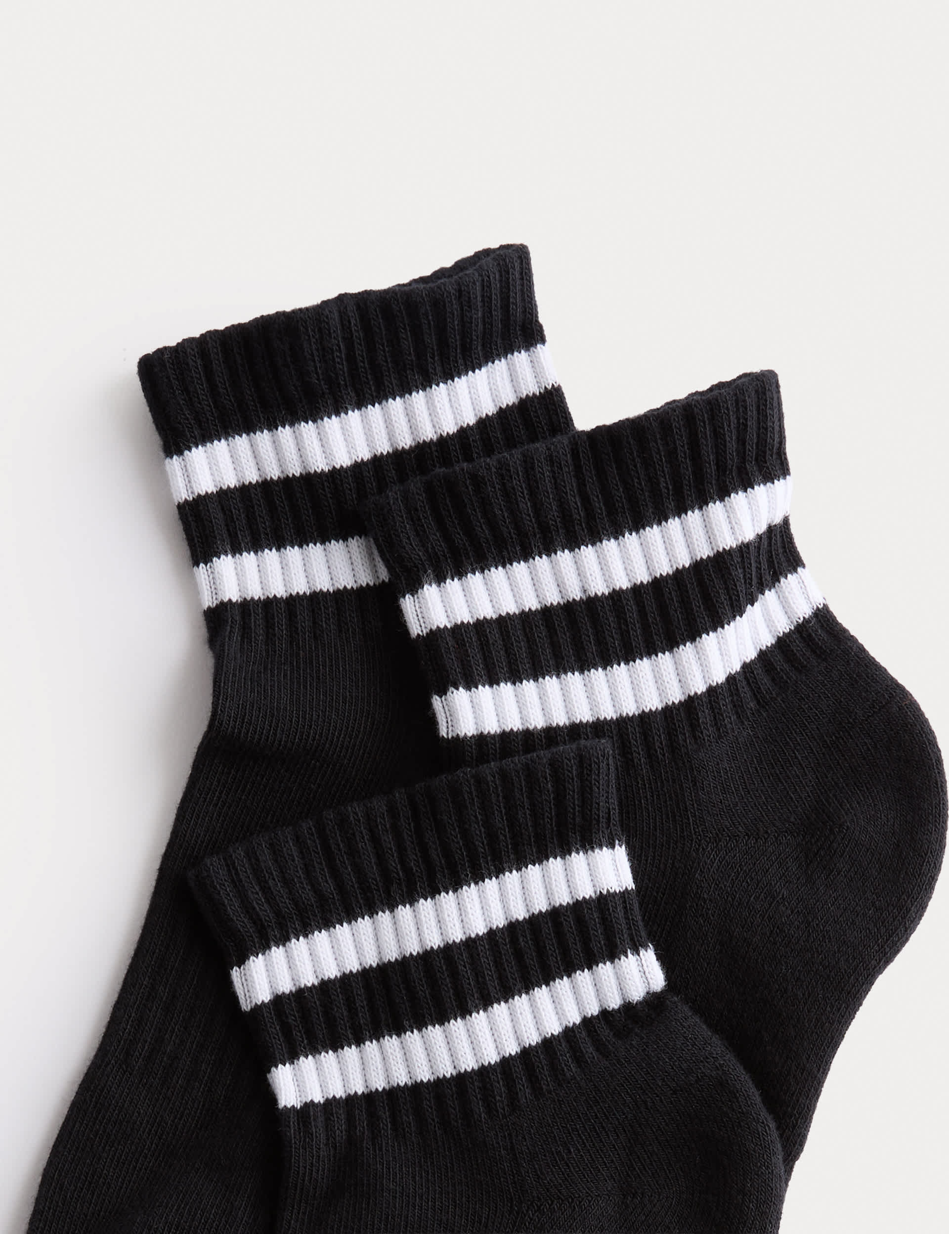 Goodmove cotton rich striped quarter socks 3 pack, imported from the UK