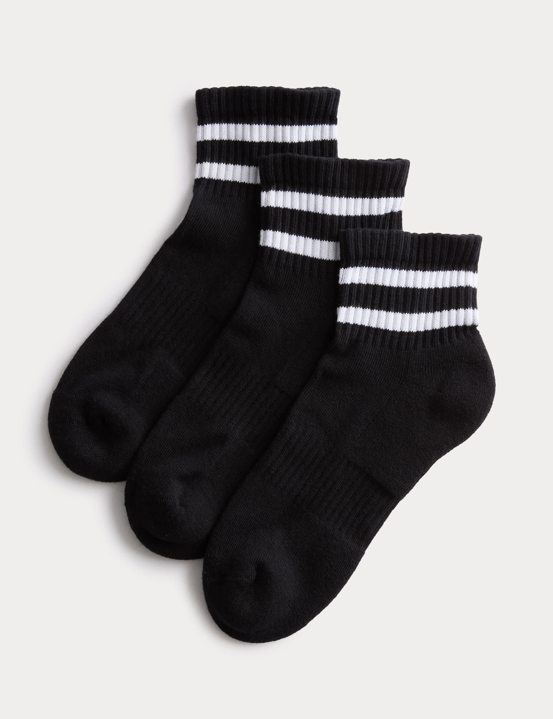Goodmove cotton rich striped quarter socks 3 pack, imported from the UK