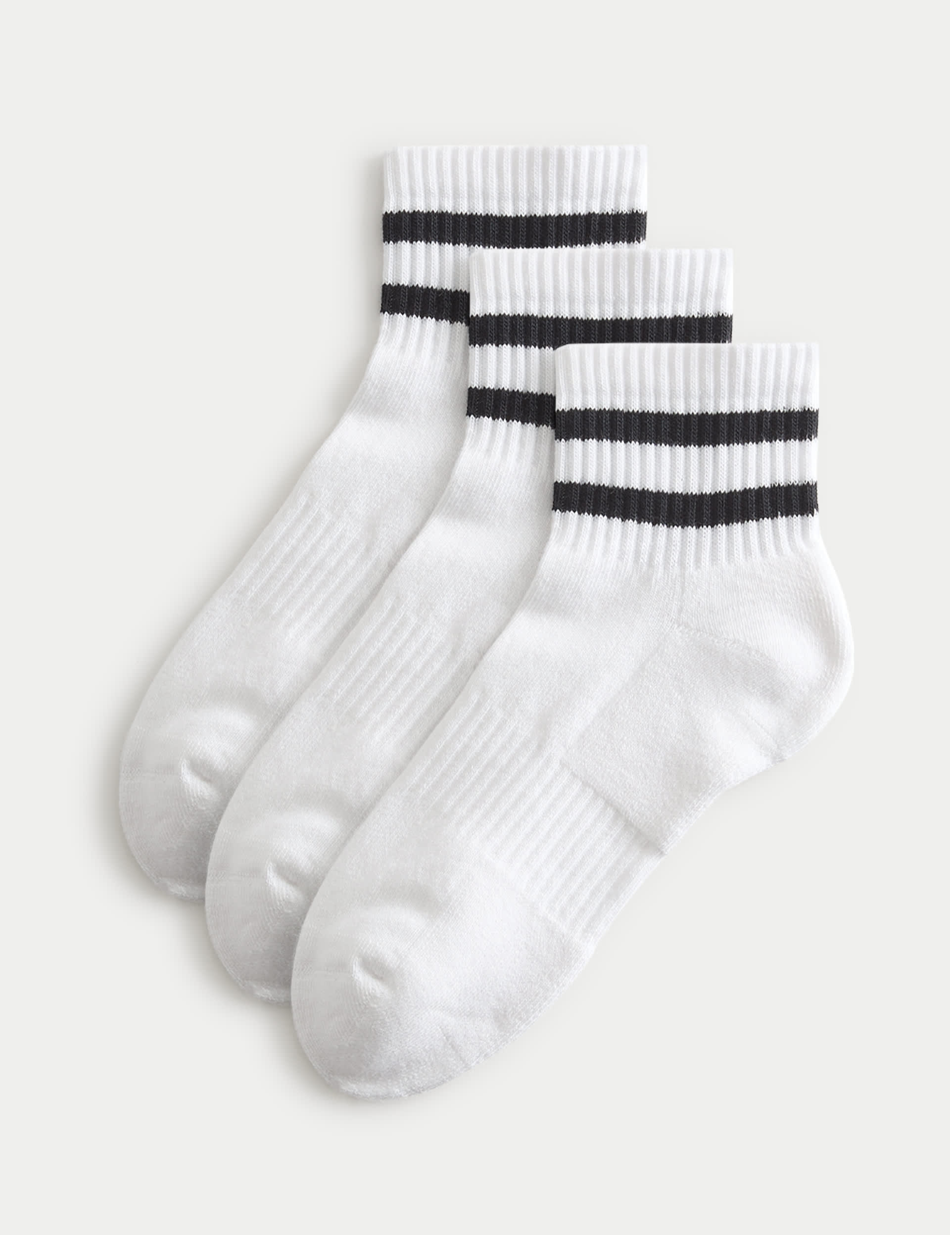 Goodmove cotton rich striped quarter socks 3 pack, imported from the UK