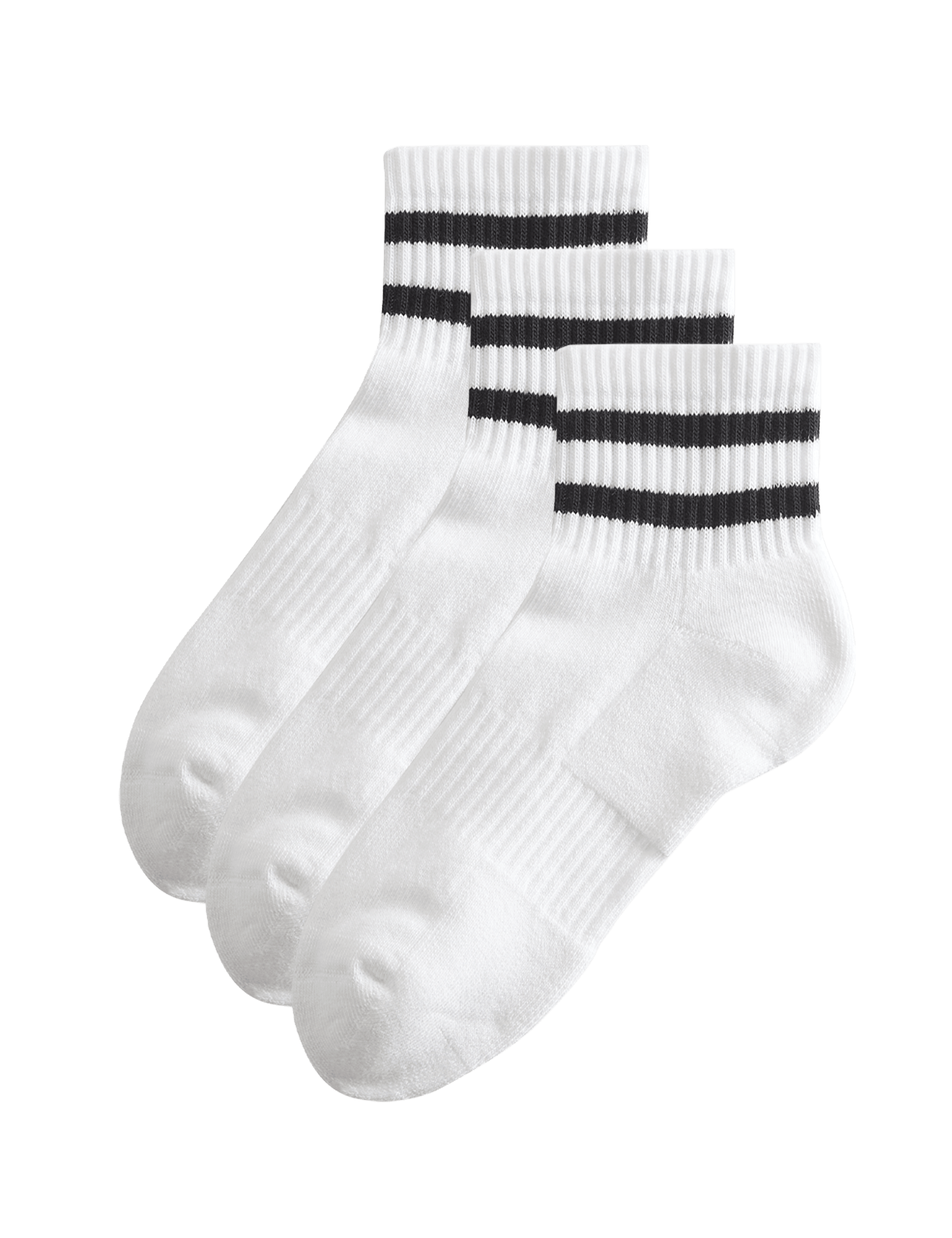 Goodmove 3 Pack Cotton Rich Striped Quarter Socks