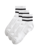 Goodmove 3 Pack Cotton Rich Striped Quarter Socks