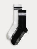 Goodmove 2pk Cotton Blend Stripe Yoga Socks