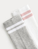 Goodmove cotton stripe yoga socks 2pk with gripper soles, UK version
