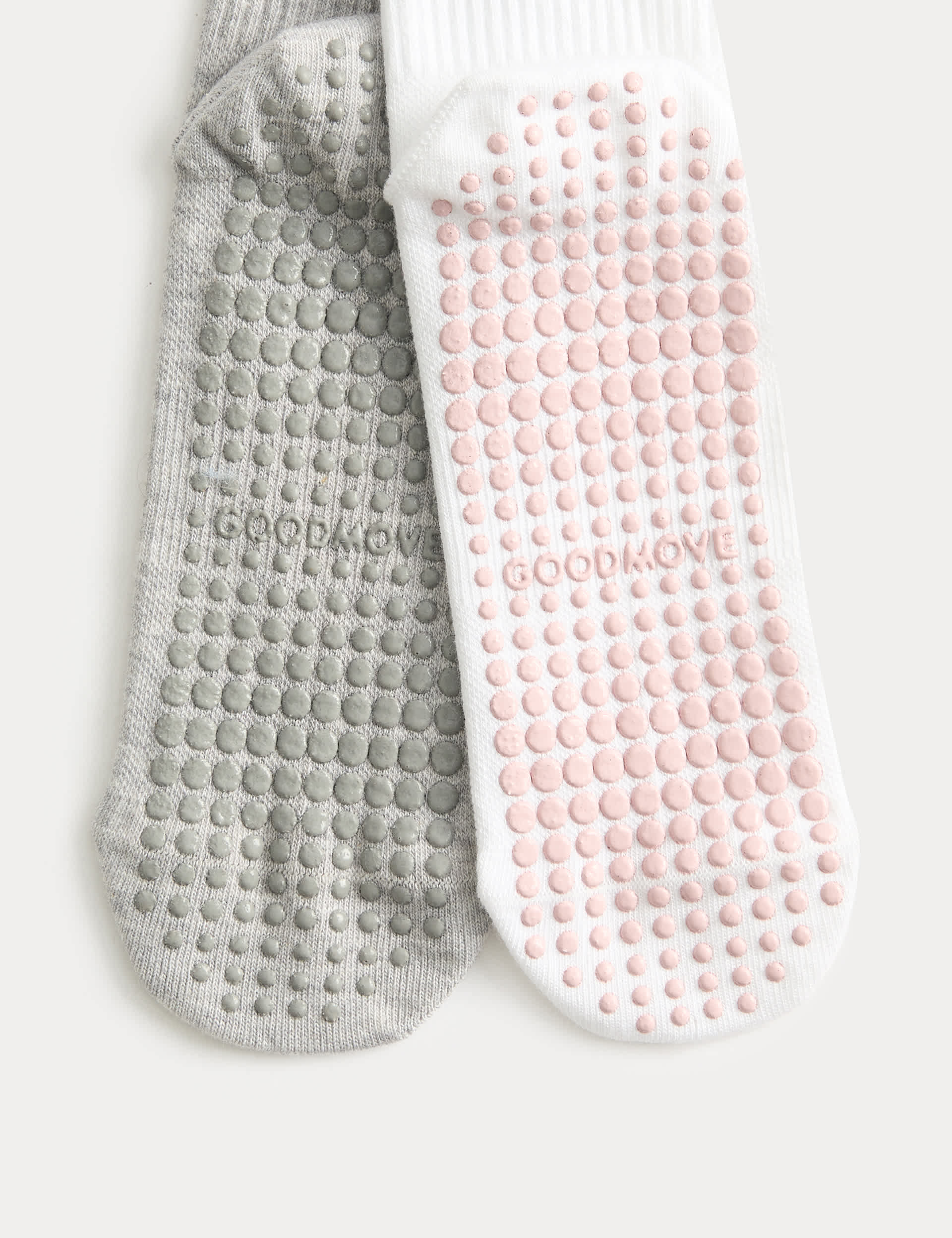 Goodmove cotton stripe yoga socks 2pk with gripper soles, UK version