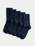 M&S 5pk Cotton Rich Soft Top Ankle High Socks