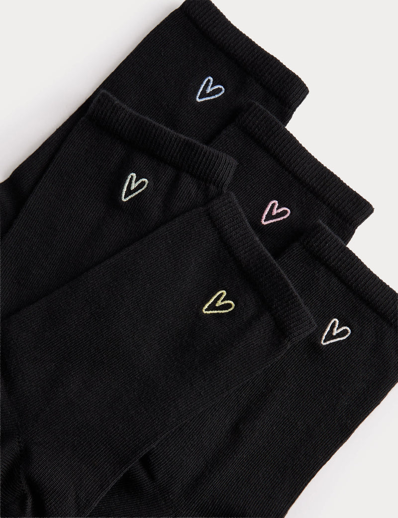 M&S embroidered crew socks cotton rich 5 pack (British brand)