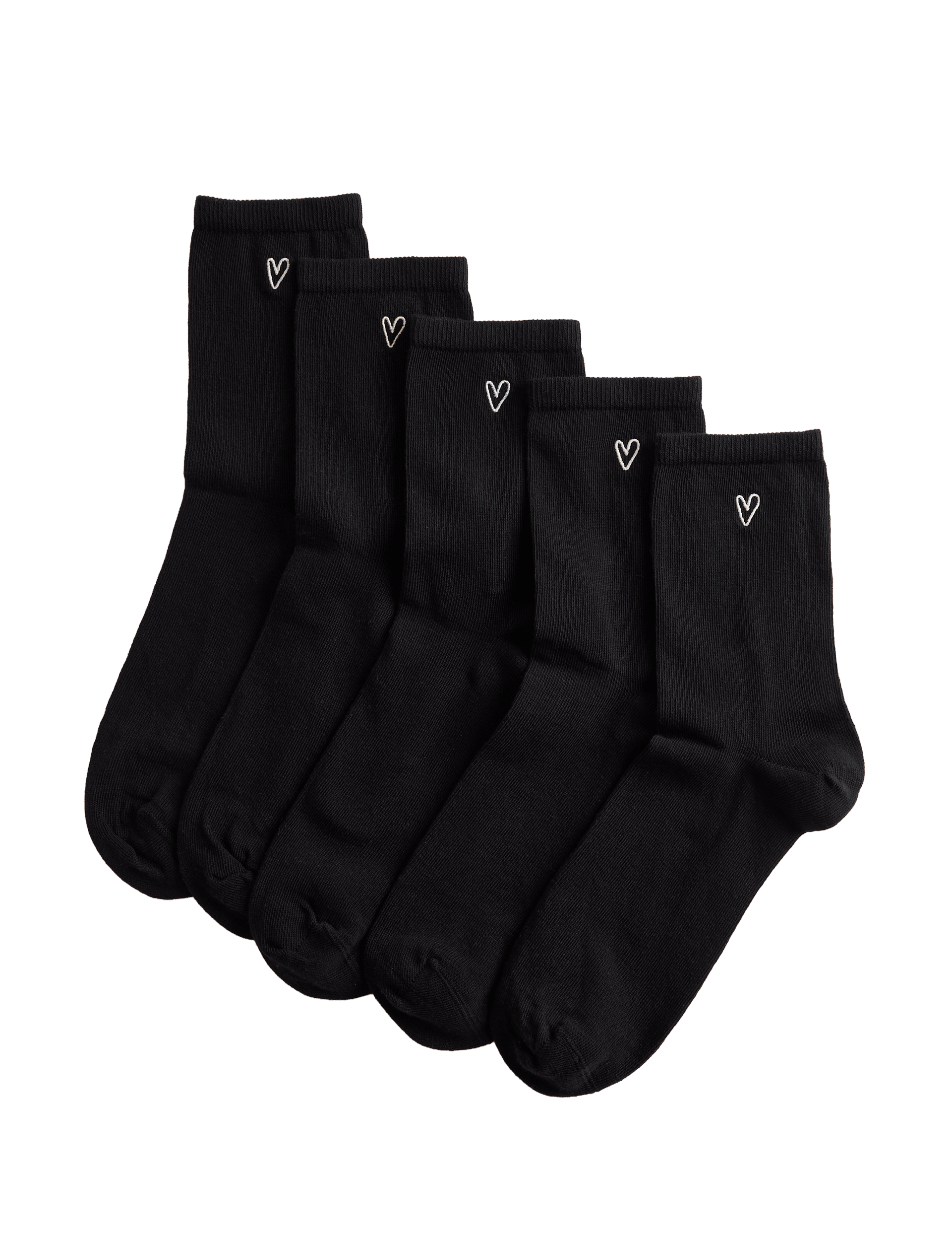 M&S embroidered crew socks cotton rich 5 pack (British brand)