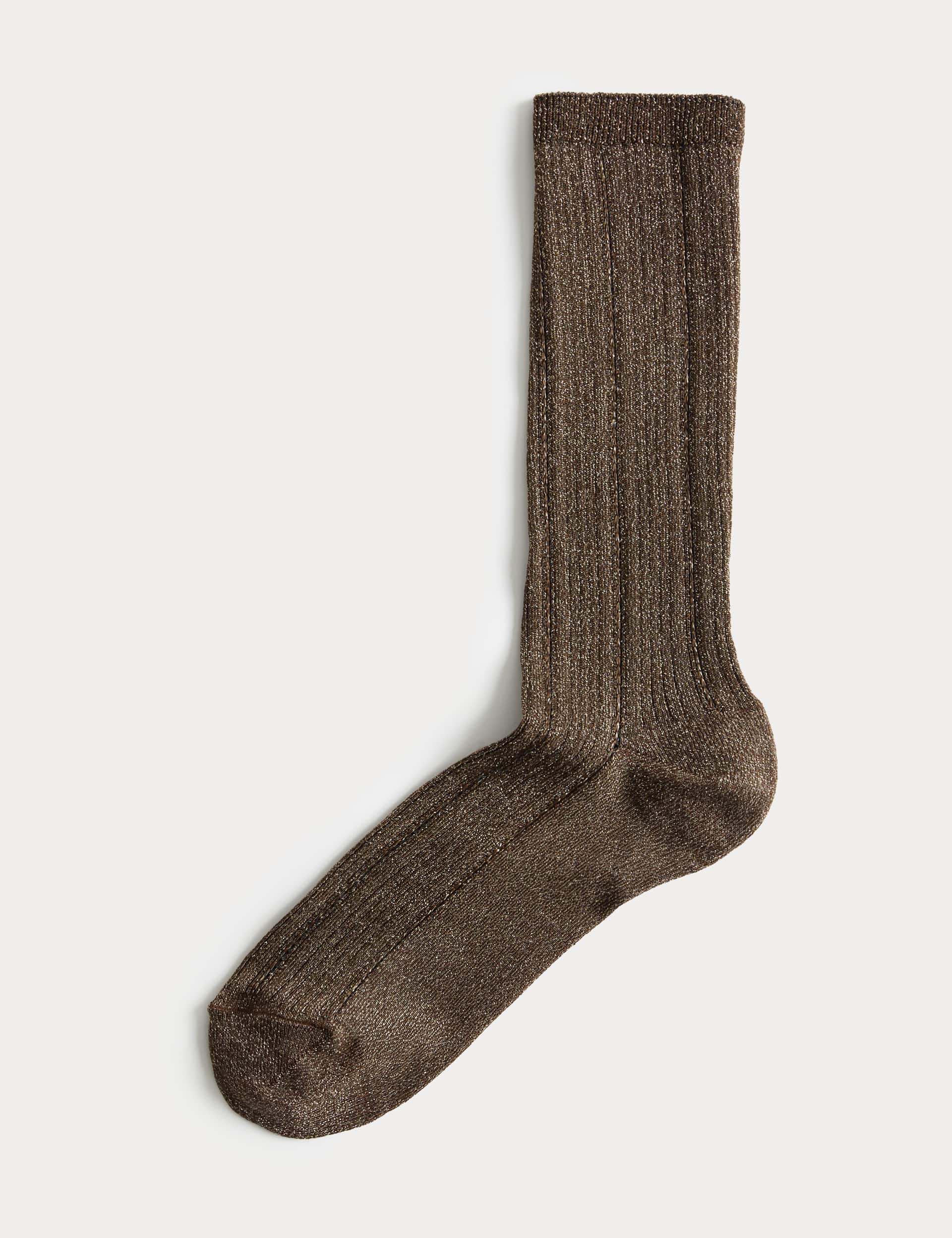 M&S Sparkle Crew Socks ankle-high metallic (British brand)
