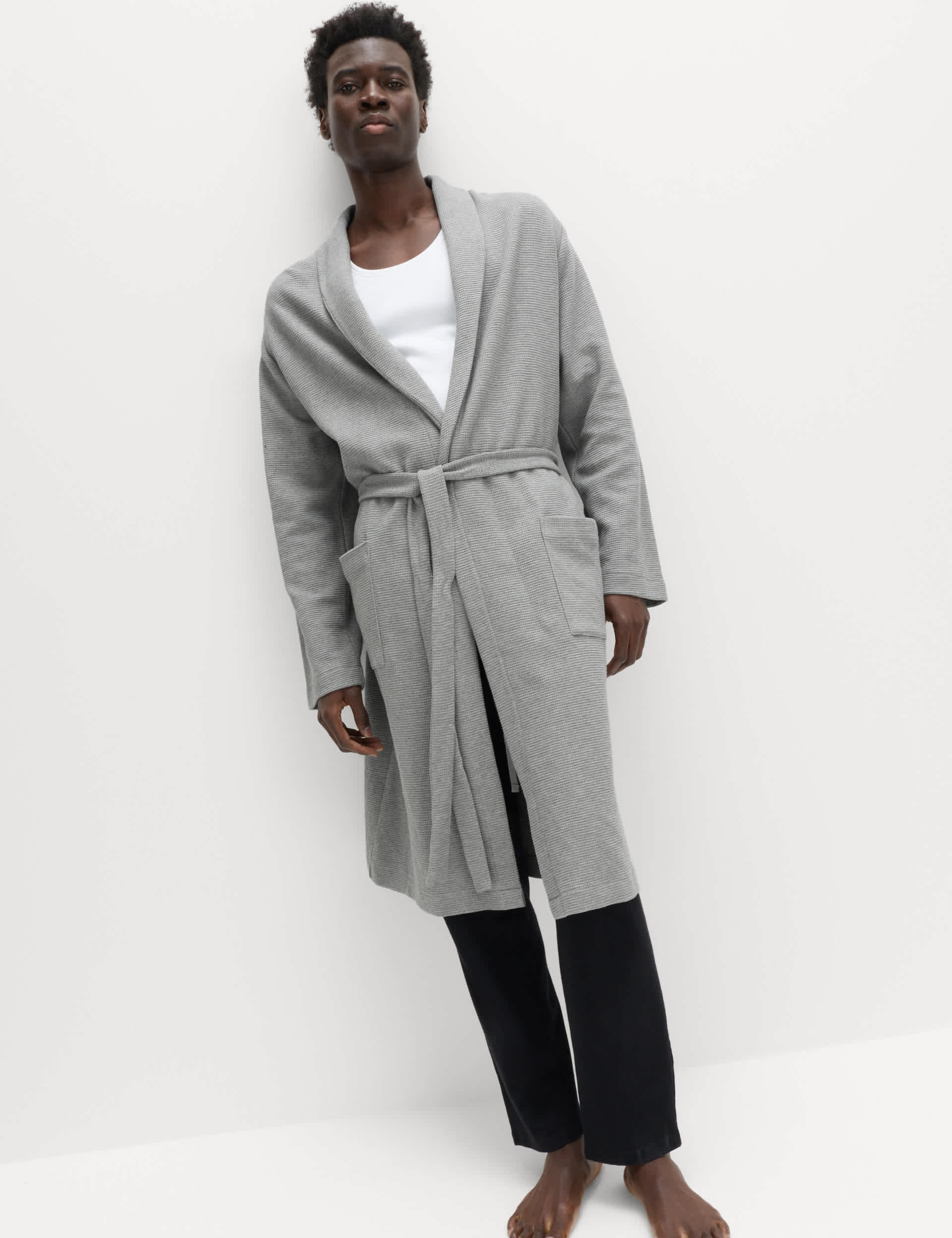 M&S Pure Cotton Waffle Lightweight Dressing Gown, imported from the UK