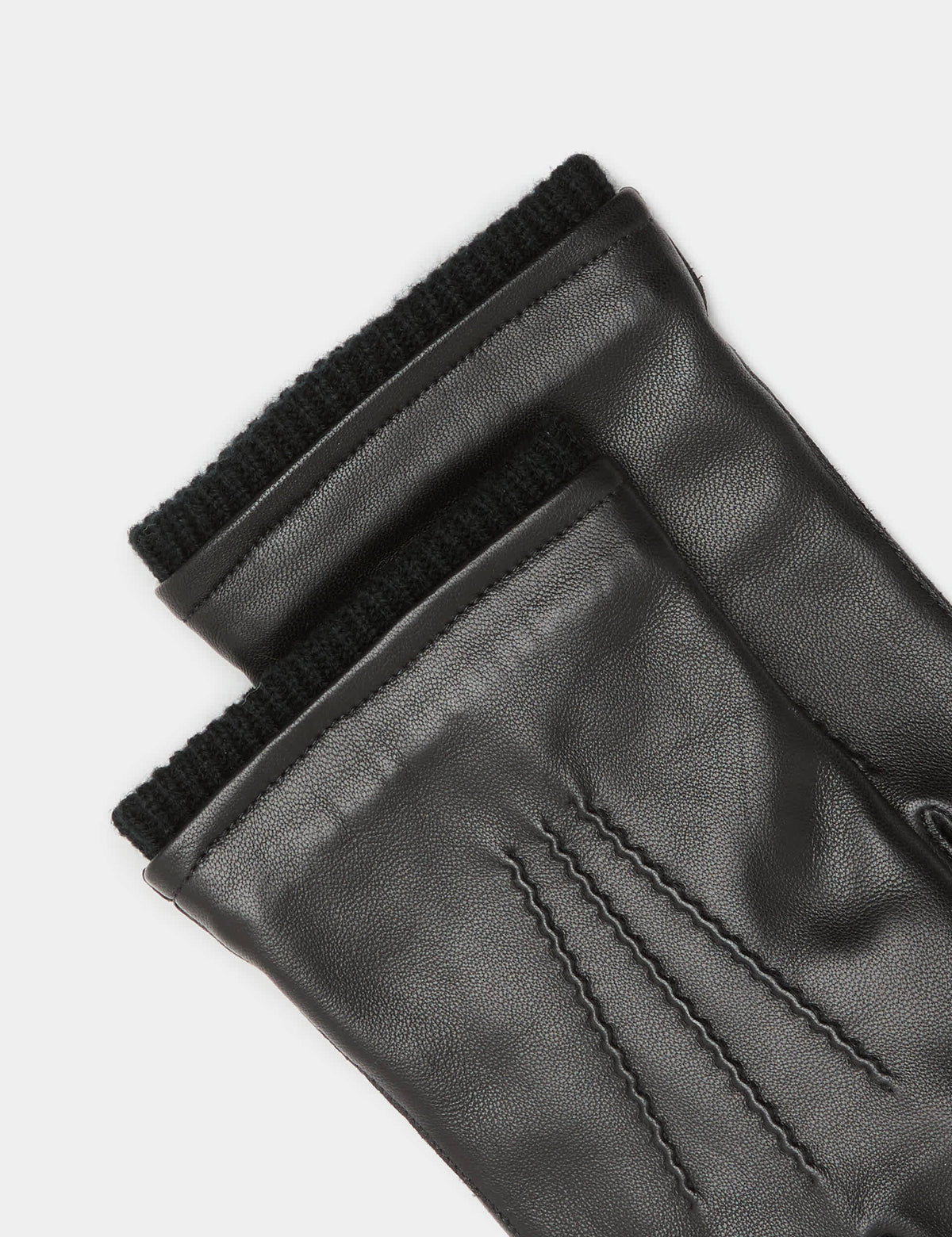 M&S leather cuffed gloves with lining and ribbed cuffs (British brand)