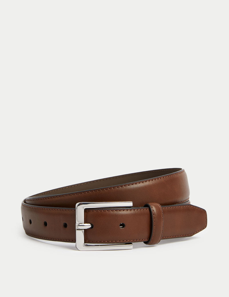 M&S smart belt polyurethane stitch detailing metal buckle - British product