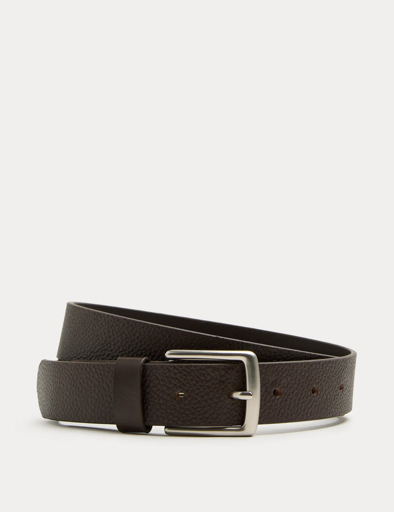 M&S leather textured belt with metal buckle, imported from the UK