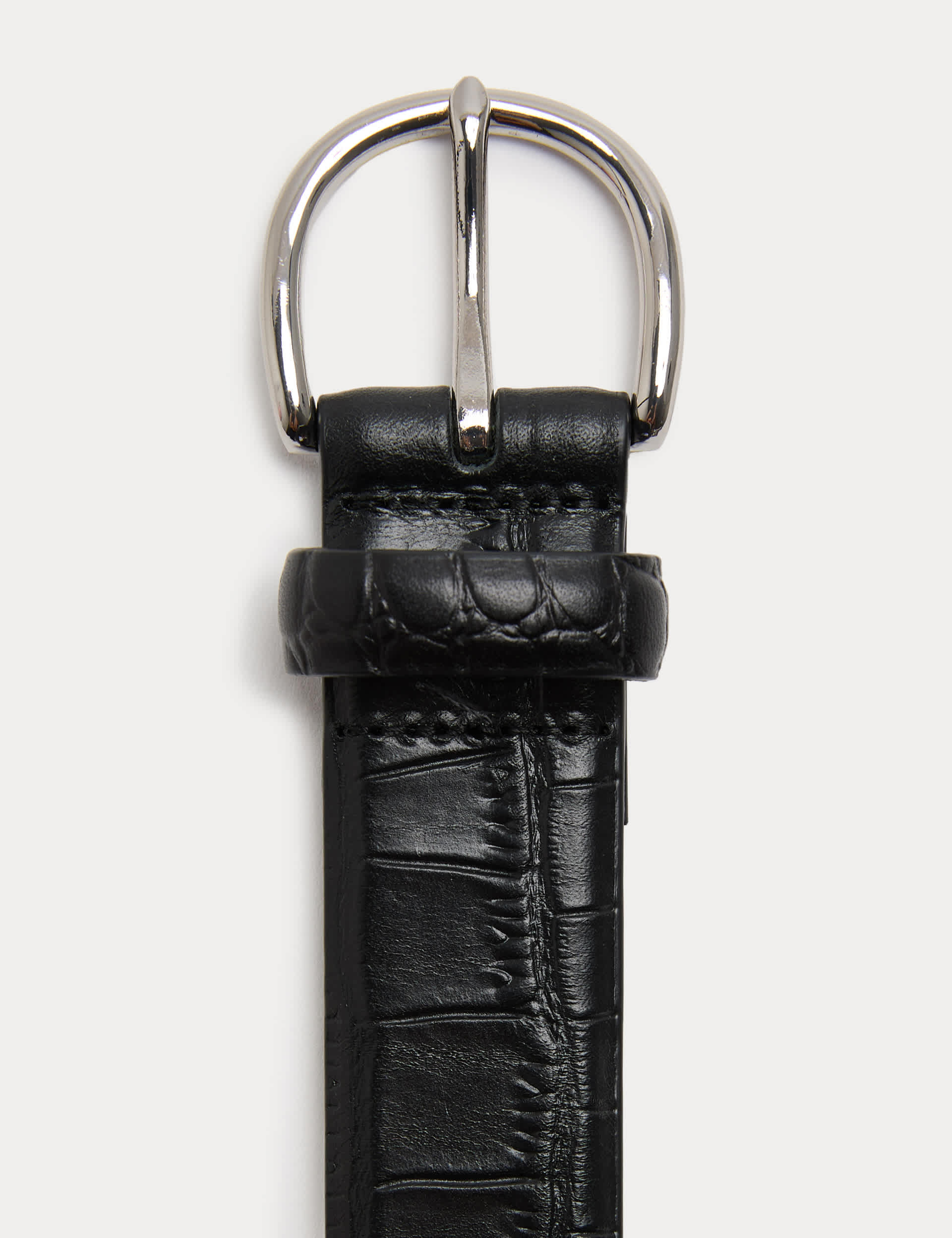 M&S croc texture leather belt with metal buckle (British brand)