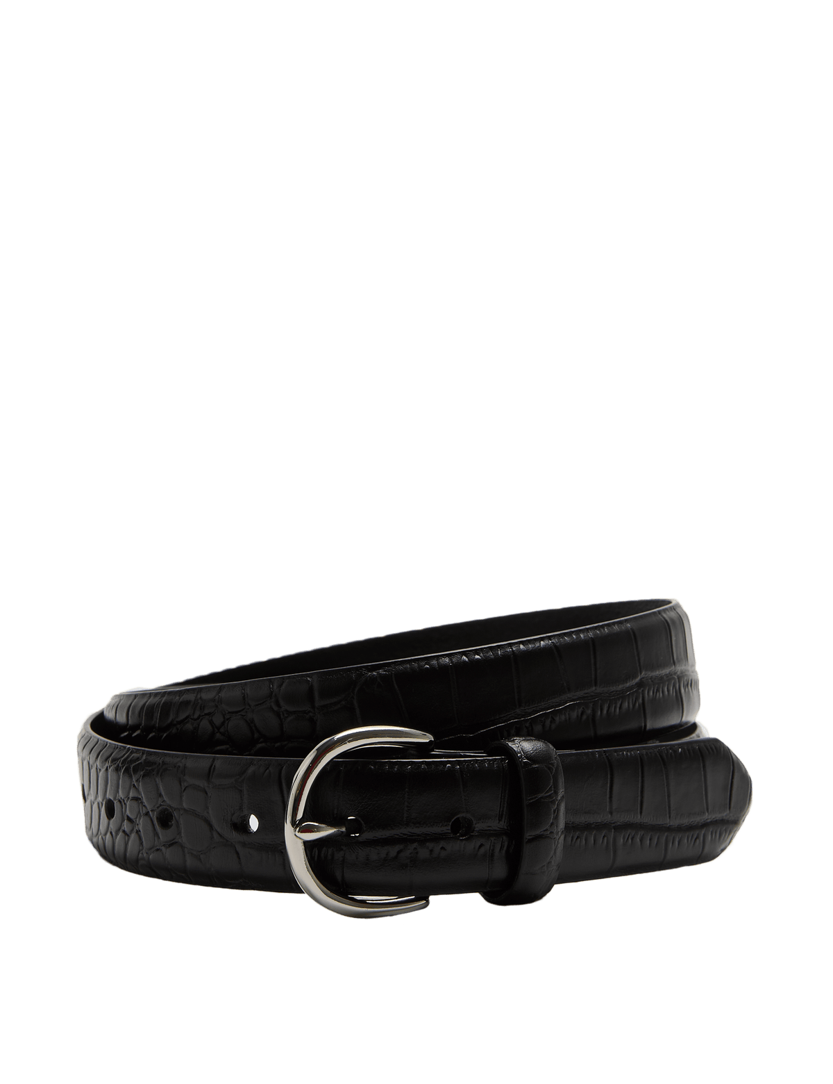 M&S croc texture leather belt with metal buckle (British brand)