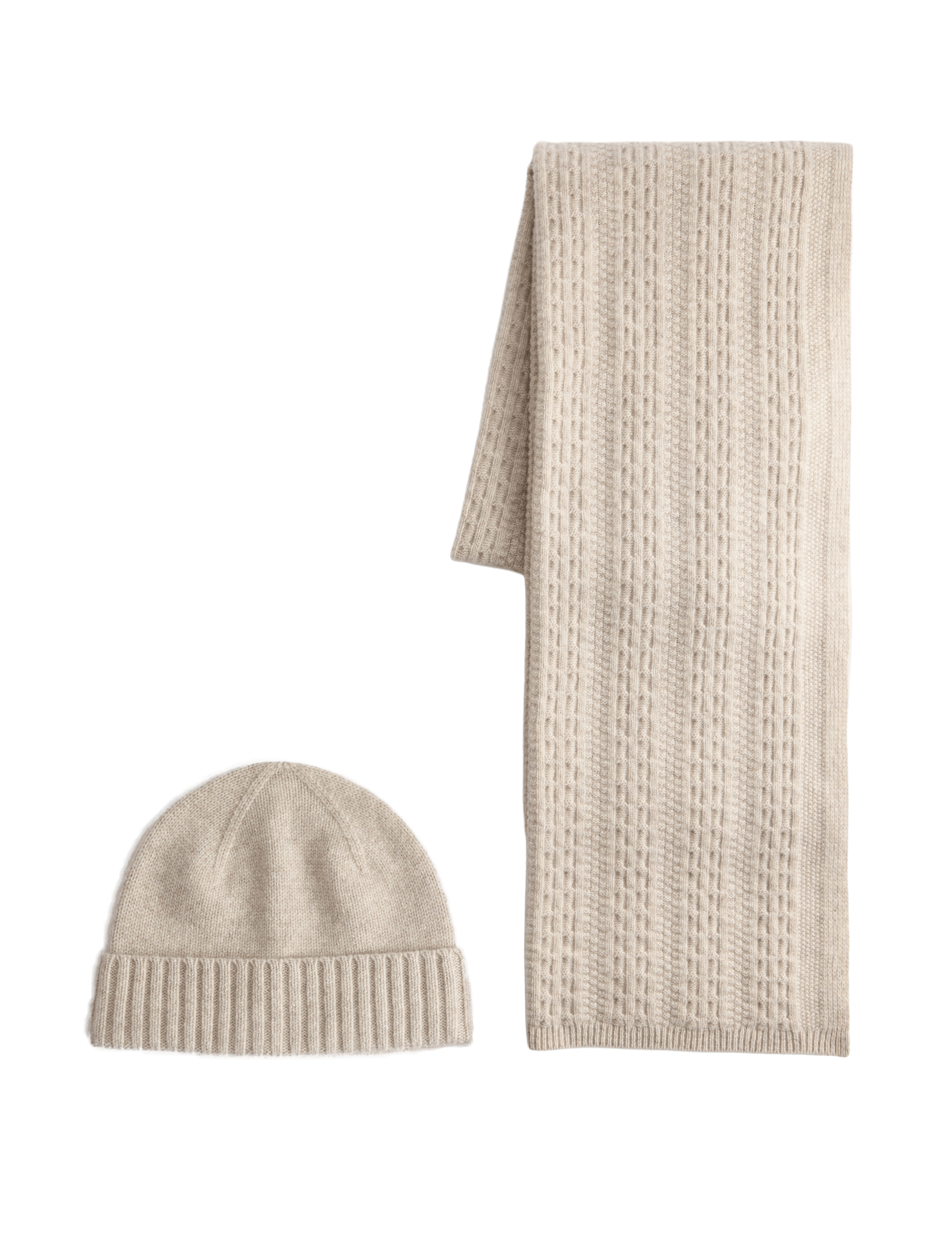 Autograph pure merino wool cable knit oversized scarf and hat set, imported from the UK