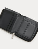 M&S faux leather textured bi-fold zip wallet, imported from the UK