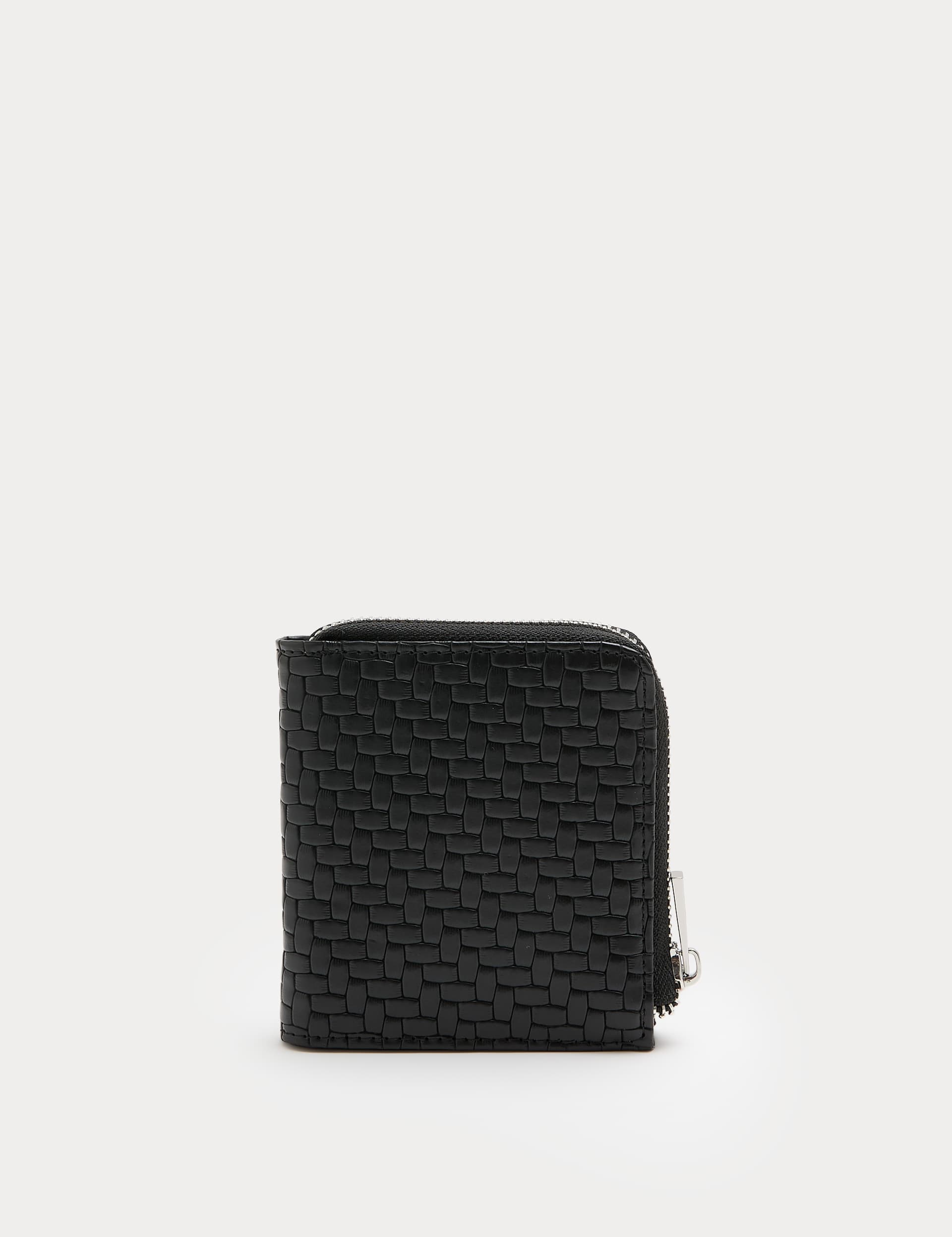 M&S faux leather textured bi-fold zip wallet, imported from the UK