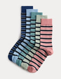 M&S Cool & Fresh striped cotton rich socks 5 pack, UK version