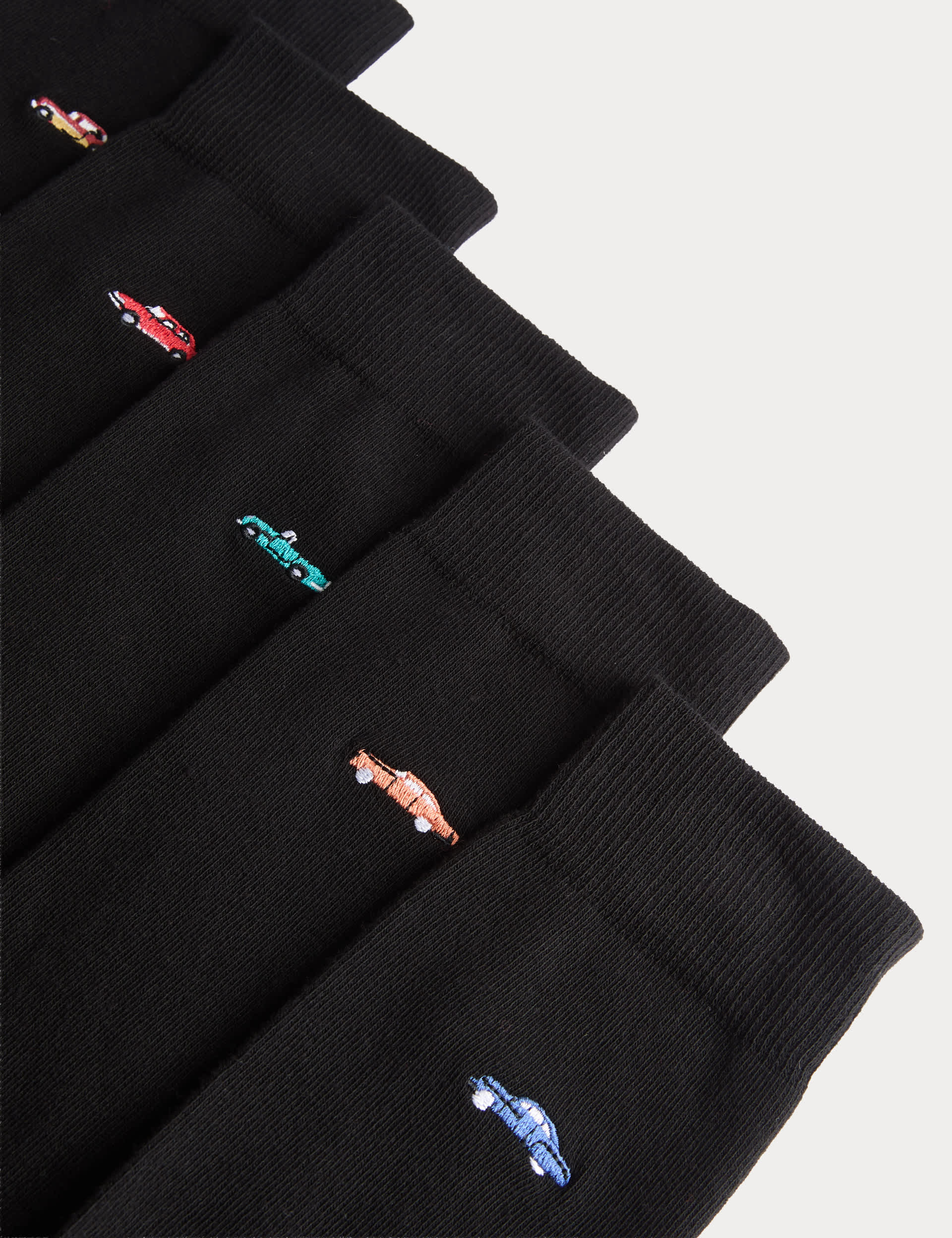 M&S cotton rich socks 5 pack vintage car (British brand)