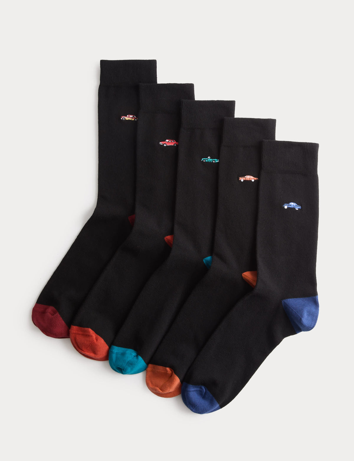 M&S cotton rich socks 5 pack vintage car (British brand)