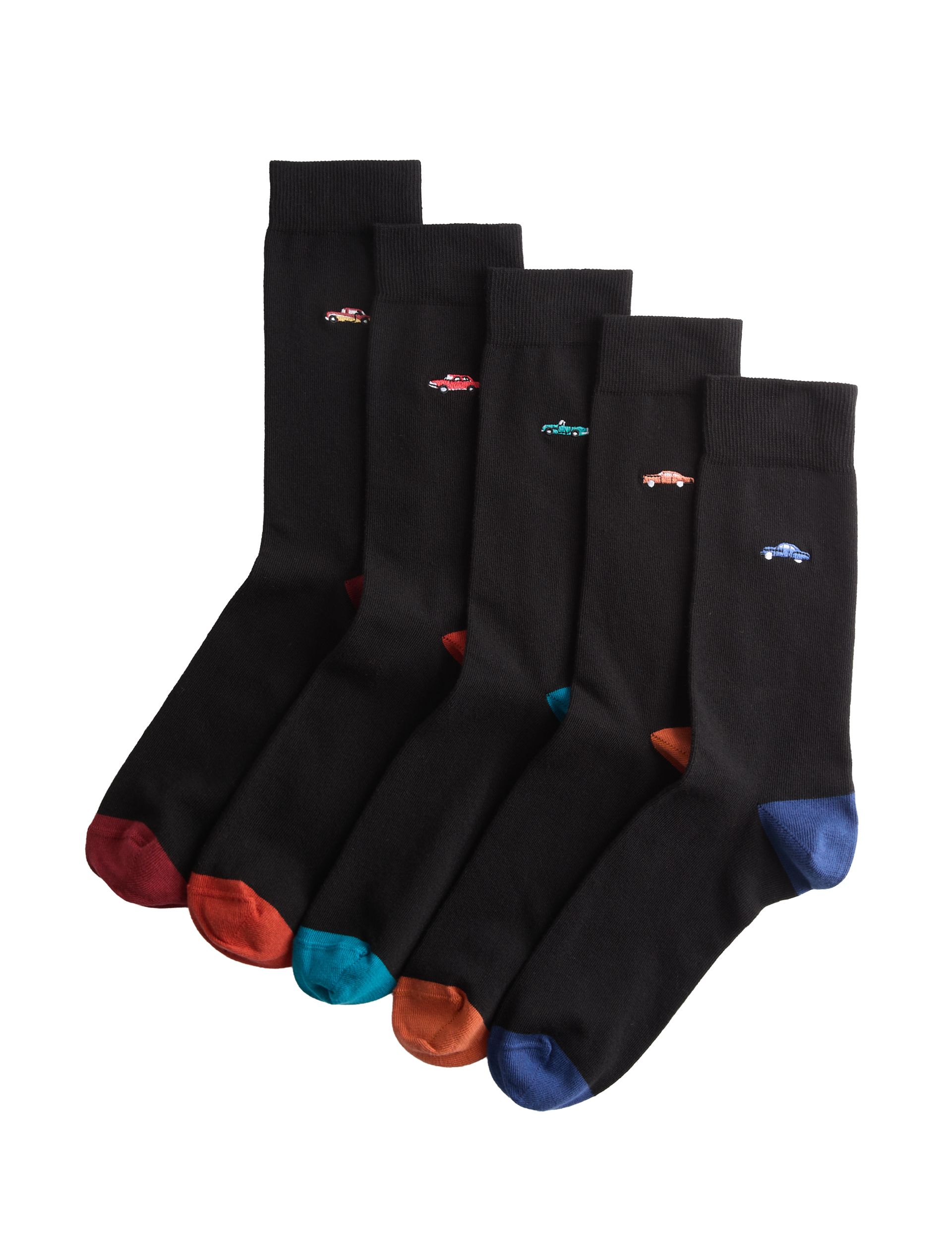 M&S cotton rich socks 5 pack vintage car (British brand)