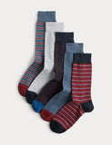 M&S Cool & Fresh stripe cotton rich socks 5 pack (British brand)